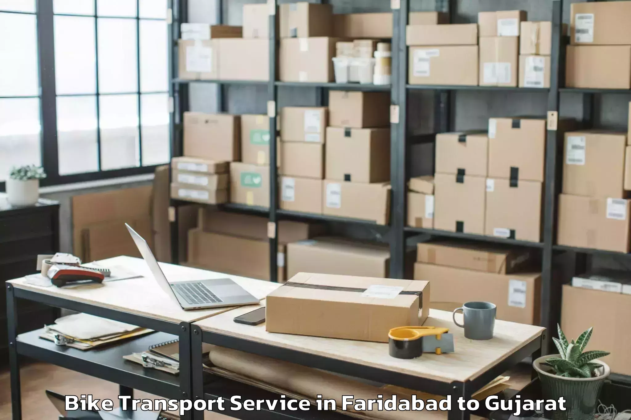 Professional Faridabad to Visavadar Bike Transport